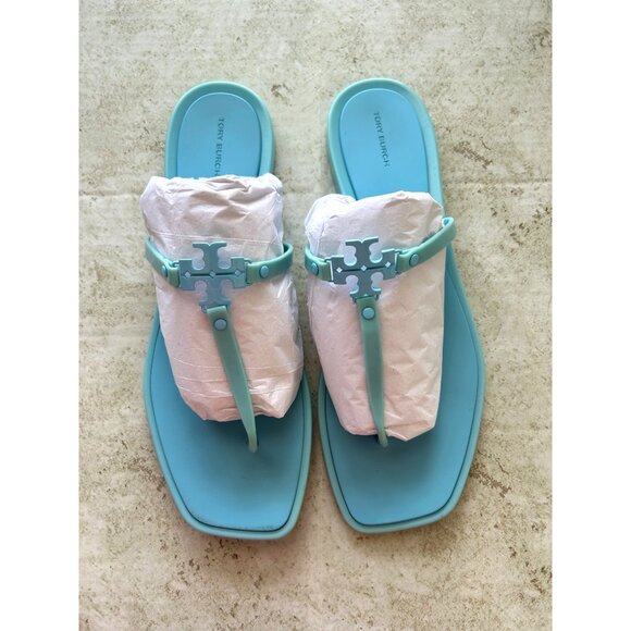 Tory Burch Women's Size 12M Aqua Blue Rubber Sandals Square Toe - Picture 3 of 8